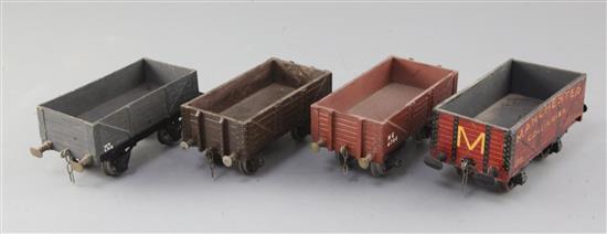A 7 plank open wagon 12T, no.12001, a 5 plank open wagon 12T, no.41841, an NE 6 plank open wagon 8T,